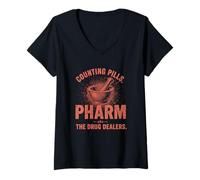 Women's Counting Pills Pharm Drug Dealer V-Neck T-Shirt