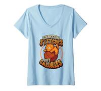 Womens Counting Stitches Not Calories Knitting Cat V-Neck T-Shirt