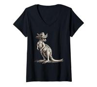 Womens Country Cowboy Australian Kangaroo Rodeo Western Australia V-Neck T-Shirt