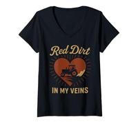 Womens Country Life Dirt Road Proud Rural Roots Southern Grit V-Neck T-Shirt