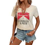 Women's Country Outfits Casual Summer Tops Cowgirl Shirts Cute Western Graphic T-Shirts, B2-apricot-short Sleeve, S