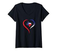Womens Country Western - I Love Texas and It's State Flag of Texas V-Neck T-Shirt