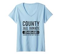 Womens County Jail Inmate Charges Being Way to Cute Halloween V-Neck T-Shirt