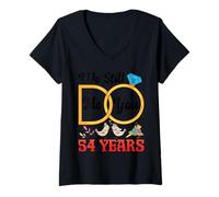 Women's Couple 54th Wedding Anniversary Married 54 Years Since 1972 V-Neck T-Shirt