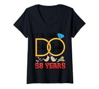 Women's Couple 58th Wedding Anniversary Married 58 Years Since 1968 V-Neck T-Shirt
