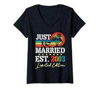 Women's Couple Just Married Est 2003 Ltd Edition 23rd Anniversary V-Neck T-Shirt