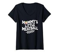 Womens Couple Mommy's Little Meatball Pregnancy V-Neck T-Shirt