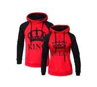 Womens Couple Sweatshirt Hoodie Casual King Queen Sweatshirts Pullover - Red - Women L/Men L