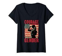Womens Courage Knows No Gender Military Pride V-Neck T-Shirt