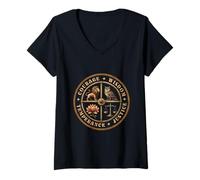 Women's Courage Wisdom Temperance Justice V-Neck T-Shirt