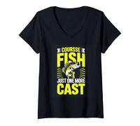 Women's Coursse Fish Just One More Cast Funny Fishing V-Neck T-Shirt