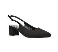 Womens Court Shoes Ladies Block Low Heel Point Toe Slingback Evening Black Faux Suede Classic Pumps Shoes Size 7