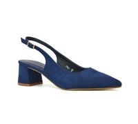 Womens Court Shoes Ladies Block Low Heel Point Toe Slingback Evening Navy Faux Suede Classic Pumps Shoes Size 6