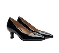 Womens Court Shoes Ladies Kitten Heel Wide Fit Slip On Office Work Smart Formal Pumps Comfortable Flexi Sole Low Mid Heel Shoes Black Patent 7