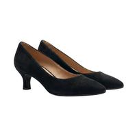 Womens Court Shoes Ladies Kitten Heel Wide Fit Slip On Office Work Smart Formal Pumps Comfortable Flexi Sole Low Mid Heel Shoes Black Suede 5