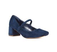 Women's Court Shoes Ladies Mary Jane Low Mid Block Heel Buckle Strap Navy Faux Suede Work Evening Party Shoes Size 8