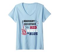 Womens Courtesy Of The Red White And Blue, Western Country Music V-Neck T-Shirt