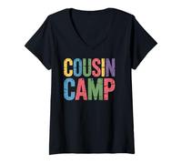 Womens Cousin Camp Pajamas Kids Girls Toddler Matching Gifts V-Neck T-Shirt
