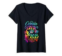 Womens Cousin Crew 2025 Family Reunion Making Memories Tie Dye V-Neck T-Shirt