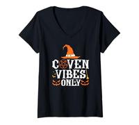 Womens Coven Vibes Only Halloween Witch V-Neck T-Shirt