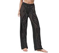 Womens Cover up Pants Sexy Hollow Out Crochet High Waist Mesh Beach Bikini Swimsuits Pants Everyday Soft Stretch Breathable Essential Premium Quality Lounge Bottoms