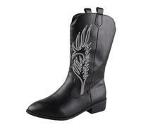 Women's Cowboy Boots Calf High Half Ankle Boots Women's with Heel Embroidered Women's Boots Trekking Boots Patent Leather Transition Boots Cowboy Boots with Block Heel Slip On Boots Knight Boots