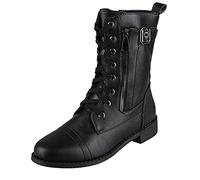 Women's Cowboy Boots UK Clearance, Ladies Fleece Lined Booties Zipper Chunky Heel Boot Lace up Combat Boots Casual Shoes Office Work Boots Comfortable Pull On Outdoor Waterproof Wellies Boots