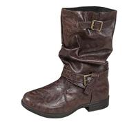 Women's Cowboy Boots, Western Style Mid-Calf Boots for Women with Embroidered Details, Faux Suede Chunky Heel Cowgirl Boots, Fashionable Ladies' Country Boots for Daily Wear, Parties, UK