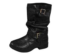 Women's Cowboy Boots, Western Style Mid-Calf Boots for Women with Embroidered Details, Faux Suede Chunky Heel Cowgirl Boots, Fashionable Ladies' Country Boots for Daily Wear, Parties, UK