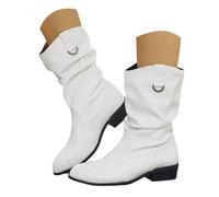 Women's Cowboy Boots, Western Style Mid-Calf Boots for Women with Embroidered Details, Faux Suede Chunky Heel Cowgirl Boots, Fashionable Ladies' Country Boots for Daily Wear, Parties, UK