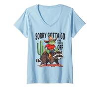 Womens Cowboy Frog Riding Raccoon Weird Vintage Country Design V-Neck T-Shirt