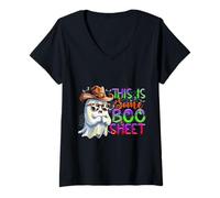 Womens Cowboy Ghost Shirt Funny This is Some Boo Sheet Humor V-Neck T-Shirt