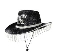 Women's Cowboy Hats,Birthday Girl Hat | Rhinestone Decorations Breathable Caps for Travel Vacation Festival Kids Adults Birthday