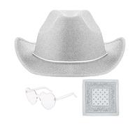 Women's Cowboy Hats, Women's Cowgirl Hats | Party Headwear Cowgirl Hat - 3 Sparkly Hats Adjustable Wide Brim Hat, Party Hats Western Hat co