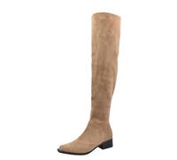 Womens Cowboy Knee High Boots Side Zipper Suede Slouch Riding Boots Pull On Over-the-Knee Leather Shoes Casual, Elegant Style Suitable for Parties and Formal Occasions (Beige, 5)