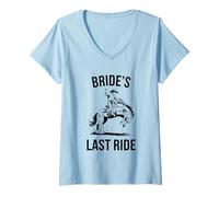 Womens Cowboy The Brides Last Ride Funny Hen Party V-Neck T-Shirt
