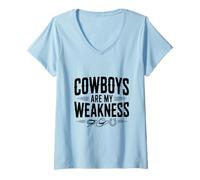 Women's Cowboys are My Weakness Vintage Western V-Neck T-Shirt