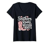 Womens Cowgirl Boots and Rodeo Life Horse Lover Western Vibes V-Neck T-Shirt