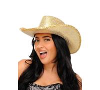 Womens Cowgirl Metallic Gold Sequin Cowboy Hat
