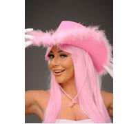 Womens Cowgirl Pink Fluffy Cowboy Hat