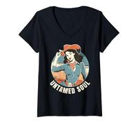 Womens Cowgirl. Untamed Soul. Wild by Nature. V-Neck T-Shirt