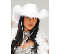 Womens Cowgirl White Fluffy Cowboy Hat
