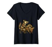 Womens Coyote and The Buffalo Native American Legend of Wisdom V-Neck T-Shirt