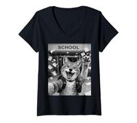 Women's Coyote Last Day of School Summer Break Funny Meme Selfie V-Neck T-Shirt