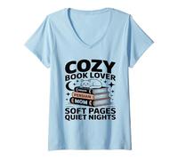 Women's Cozy Book Lover Persian Mom Soft Pages Quiet Nights V-Neck T-Shirt