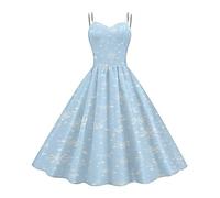Womens Cozy Christmas A Line Dress 2025 Women 2025 Elegant Casual Sleeveless Holiday Xmas Printed Swing Dress for Outdoor Home Party Xmas Gifts (Light Blue, L)