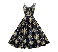 Womens Cozy Christmas A Line Dress 2025 Women 2025 Elegant Casual Sleeveless Holiday Xmas Printed Swing Dress for Outdoor Home Party Xmas Gifts (Hot Pink, XXL)