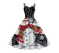 Womens Cozy Christmas Dress 2025 Hot New Border Ladies Europe and The States Style Retro V Neck Long Sleeve Slim Print Dress Christmas for Outdoor Home Party Xmas Gifts (J, XXXXL)