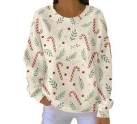 Womens Cozy Christmas Sweatshirt Tops Christmas Sweatshirts For Women Tree Print Knitted Long Sleeve Tops Crew Neck Holiday Cute Funny Pullovers for Outdoor Xmas Gifts (Beige, XL)