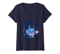 Womens Cozy Dreidel Shine Bright Hanukkah Design V-Neck T-Shirt